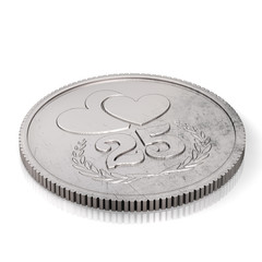 25 Jahre - Silberhochzeit - Münze - Herz