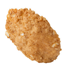 Single whole grain cereal flakes isolated over the white background.