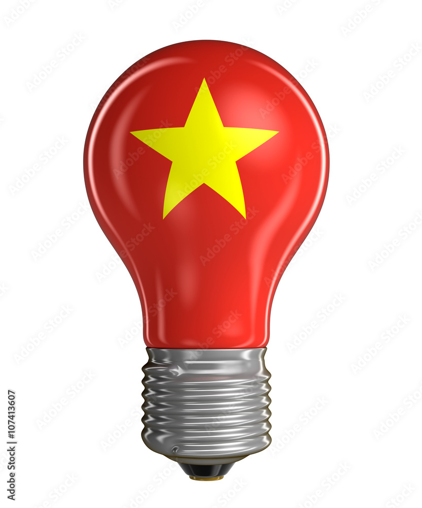 Poster light bulb with vietnamese flag. image with clipping path