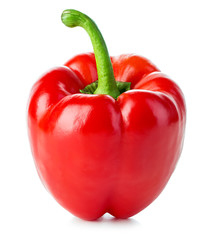 Ripe red pepper isolated on white background.
