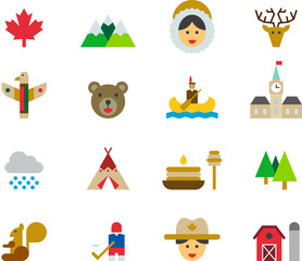 Fototapeta premium CANADA colored icons