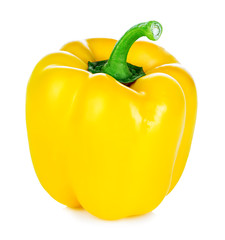 Ripe yellow pepper isolated on white background.