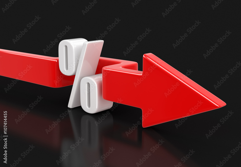 Poster percent symbol with arrow. image with clipping path