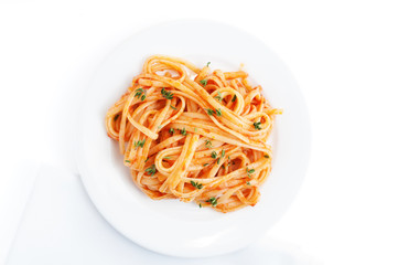 pasta linguine with tomato sauce napoletana