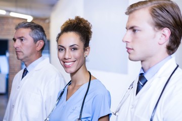 Fototapeta premium Portrait of female doctor smiling in hospital