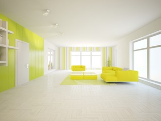 white interior design of living room