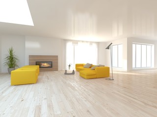 white interior design of living room