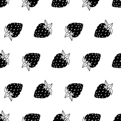 black and white strawberries