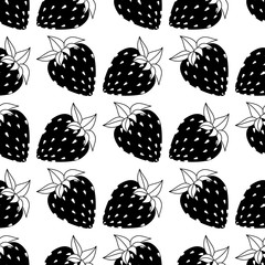 black and white strawberries