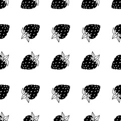 black and white strawberries