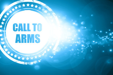 Blue stamp on a glittering background: call to arms