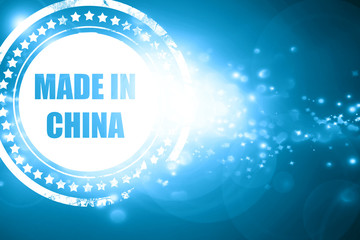 Blue stamp on a glittering background: Made in china