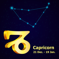 Vector  zodiac sign Capricorn.