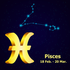 Obraz na płótnie Canvas Vector zodiac sign Pisces.
