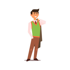 Man In Vest Vector Illustration