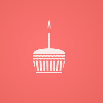 birthday cake symbol. flat icon illlustration smooth gradient ba
