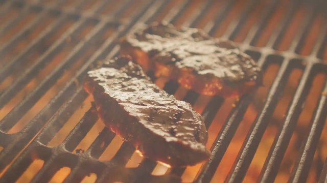 Appetizing meat steaks grilled