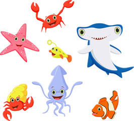 Fototapeta premium funny sea life cartoon collection
