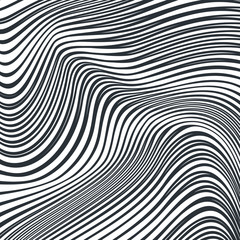 Fototapeta na wymiar optical art opart striped wavy background abstract waves black a