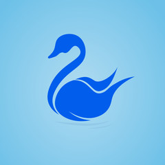 swan swimming in the water, symbol. icon design, illustration