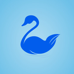 swan swimming in the water, symbol. icon design, illustration