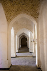 Columns arch corridor. Landmarks in Bukhara
