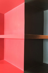 Symmetric red and black shelf