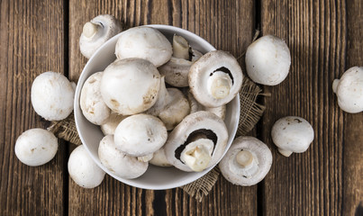 Portion of fresh white Mushrooms
