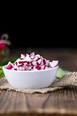 Bowl with diced Radishes