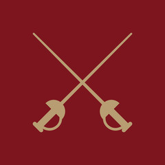 The sword icon. Epee symbol. Flat