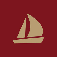 The sailboat icon. Sailing ship symbol. Flat