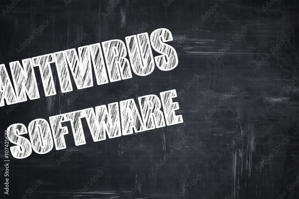 Poster chalkboard writing: malware computer background