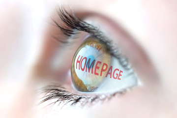 Homepage reflection in eye.