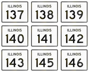 Collection of Illinois Route shields used in the United States