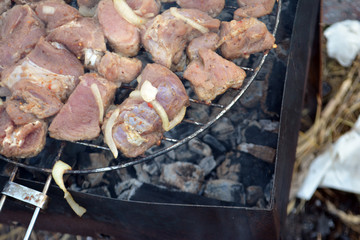 Raw meat and garlic