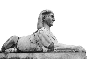 Fototapeta na wymiar Ancient stone statue of Sphinx isolated