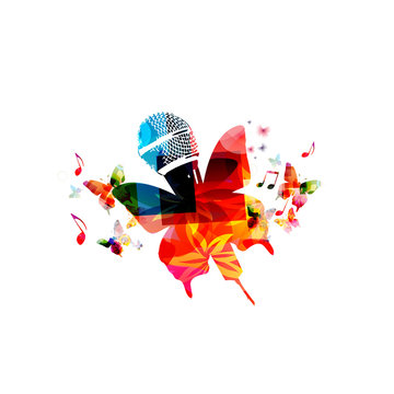 Colorful microphone with butterflies