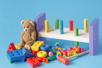 Colorful wooden toy building blocks