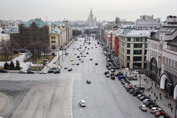 Moscow, Russia. Above view from observation deck in Central Children's World historical center of Moscow