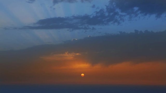 Sunset sky over haze fog in La Palma of Canary Islands at Spain