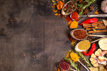 Set of various aromatic colorful spices