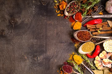 Keuken spatwand met foto Set of various aromatic colorful spices © somegirl