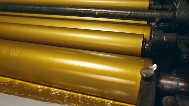 Golden ink printer rollers offset industry traditional machine