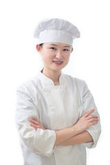 Chef woman. Baker. Isolated on white background.