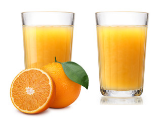 Glasses with fresh orange juice