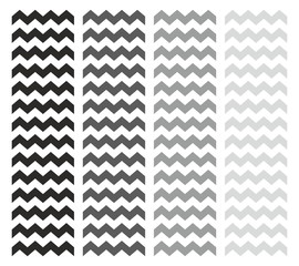 Tile vector pattern set with black zig zag on white background