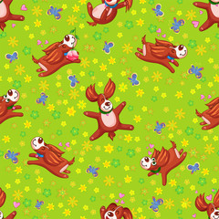 Seamless background happy puppy