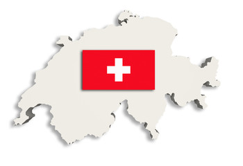 Silhouette of Switzerland map with Switzerlandflag