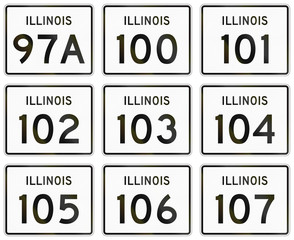 Collection of Illinois Route shields used in the United States