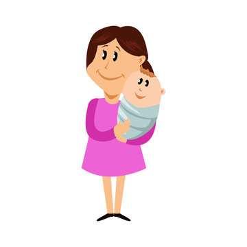 Mother with newborn child. Vector illustration